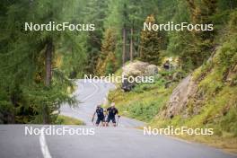 26.08.2024, Martell, Italy (ITA): Tommaso Giacomel (ITA), Didier Bionaz (ITA), (l-r) - Biathlon summer training, Martell (ITA). www.nordicfocus.com. © Vanzetta/NordicFocus. Every downloaded picture is fee-liable.