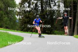 20.05.2024, Lenzerheide, Switzerland (SUI): Aita Gasparin (SUI), Kein Einaste (EST), coach Team Switzerland, (l-r) - Biathlon summer training, Lenzerheide (SUI). www.nordicfocus.com. © Manzoni/NordicFocus. Every downloaded picture is fee-liable.