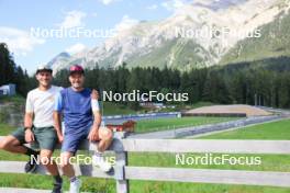 15.07.2024, Lenzerheide, Switzerland (SUI): Emil Bormetti (ITA), Coach Team USA, Armin Auchentaller (ITA), (l-r) - Biathlon summer training, Lenzerheide (SUI). www.nordicfocus.com. © Manzoni/NordicFocus. Every downloaded picture is fee-liable.