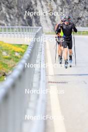 27.06.2024, Juf, Switzerland (SUI): Joscha Burkhalter (SUI), Sebastian Stalder (SUI), Gion Stalder (SUI), (l-r) - Biathlon summer training, Juf (SUI). www.nordicfocus.com. © Manzoni/NordicFocus. Every downloaded picture is fee-liable.