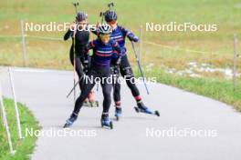 15.09.2024, Lenzerheide, Switzerland (SUI): Elisa Gasparin (SUI), Sophie Chauveau (FRA), Jeanne Richard (FRA), (l-r) - Sommer Nordic Event 2024, Sommer Biathlon Cup, Lenzerheide (SUI). www.nordicfocus.com. © Manzoni/NordicFocus. Every downloaded picture is fee-liable.