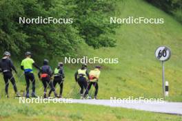 21.05.2024, Lenzerheide, Switzerland (SUI): Niklas Hartweg (SUI), Gion Stalder (SUI), Lea Meier (SUI), Elisa Gasparin (SUI), Lena Haecki-Gross (SUI), Lydia Hiernickel (SUI), (l-r) - Biathlon summer training, Lenzerheide (SUI). www.nordicfocus.com. © Manzoni/NordicFocus. Every downloaded picture is fee-liable.