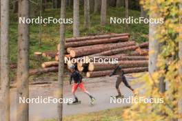 13.10.2024, Ramsau am Dachstein, Austria (AUT): Niklas Hartweg (SUI), Joscha Burkhalter (SUI), (l-r) - Biathlon summer training, Ramsau am Dachstein (AUT). www.nordicfocus.com. © Manzoni/NordicFocus. Every downloaded picture is fee-liable.