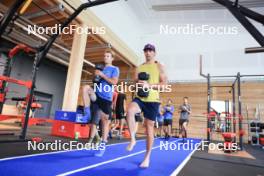 23.07.2024, Premanon, France (FRA): Damien Levet (FRA), Emilien Claude (FRA), (l-r) - Biathlon summer training, Premanon (FRA). www.nordicfocus.com. © Manzoni/NordicFocus. Every downloaded picture is fee-liable.