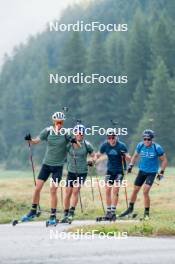 28.08.2024, Bessans, France (FRA): Eric Perrot, Oscar Lombardot (FRA), Emilien Jacquelin (FRA), Quentin Fillon-Maillet (FRA), (l-r) - Biathlon summer training, Bessans (FRA). www.nordicfocus.com. © Authamayou/NordicFocus. Every downloaded picture is fee-liable.