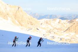 14.10.2024, Ramsau am Dachstein, Austria (AUT): Matthias Riebli (SUI), Lena Haecki-Gross (SUI), (l-r) - Biathlon summer training, Dachsteinglacier, Ramsau am Dachstein (AUT). www.nordicfocus.com. © Manzoni/NordicFocus. Every downloaded picture is fee-liable.