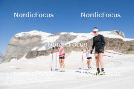 19.06.2024, Tignes, France (FRA): Flora Dolci (FRA), Lou Jeanmonnot (FRA), (l-r) - Biathlon summer training, Tignes (FRA). www.nordicfocus.com. © Authamayou/NordicFocus. Every downloaded picture is fee-liable.