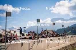 06.08.2024, Lavaze, Italy (ITA): Lisa Osl (AUT), Lea Rothschopf (AUT), Lara Wagner (AUT), Kristina Oberthaler (AUT), Tamara Steiner (AUT), (l-r)  - Biathlon summer training, Lavaze (ITA). www.nordicfocus.com. © Barbieri/NordicFocus. Every downloaded picture is fee-liable.