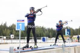 16.09.2024, Lenzerheide, Switzerland (SUI): Quentin Fillon Maillet (FRA), Oscar Lombardot (FRA), (l-r) - Biathlon summer training, Lenzerheide (SUI). www.nordicfocus.com. © Manzoni/NordicFocus. Every downloaded picture is fee-liable.