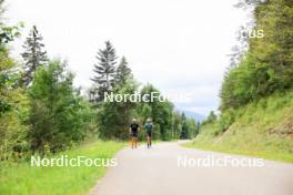 02.07.2024, Premanon, France (FRA): Emilien Jacquelin (FRA), Eric Perrot (FRA), (l-r) - Biathlon summer training, Premanon (FRA). www.nordicfocus.com. © Manzoni/NordicFocus. Every downloaded picture is fee-liable.