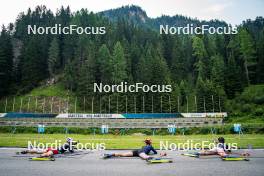 17.07.2024, Martell, Italy (ITA): Michela Carrara (ITA), Lisa Vittozzi (ITA), Beatrice Trabucchi (ITA), (l-r)  - Biathlon summer training, Martell (ITA). www.nordicfocus.com. © Barbieri/NordicFocus. Every downloaded picture is fee-liable.