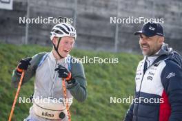 22.10.2024, Lavaze, Italy (ITA): Endre Stroemsheim (NOR), Siegfried Mazet (FRA), (l-r)  - Biathlon summer training, Lavaze (ITA). www.nordicfocus.com. © Vanzetta/NordicFocus. Every downloaded picture is fee-liable.