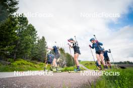 15.06.2024, Lavaze, Italy (ITA): Martin Ponsiluoma (SWE), Elvira Oeberg (SWE), Anna-Karin Heijdenberg (SWE), (l-r)  - Biathlon summer training, Lavaze (ITA). www.nordicfocus.com. © Barbieri/NordicFocus. Every downloaded picture is fee-liable.