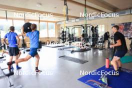 16.09.2024, Lenzerheide, Switzerland (SUI): Theo Guiraud Poillot (FRA), Damien Levet (FRA), Remi Broutier (FRA), Emilien Claude (FRA), (l-r) - Biathlon summer training, Lenzerheide (SUI). www.nordicfocus.com. © Manzoni/NordicFocus. Every downloaded picture is fee-liable.