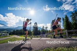 06.08.2024, Lavaze, Italy (ITA): Lara Wagner (AUT), Dunja Zdouc (AUT), (l-r)  - Biathlon summer training, Lavaze (ITA). www.nordicfocus.com. © Barbieri/NordicFocus. Every downloaded picture is fee-liable.