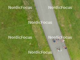 05.09.2024, Lenzerheide, Switzerland (SUI): Marthe Krakstad Johansen (NOR), Maren Kirkeeide (NOR), Juni Arnekleiv (NOR), Lea Meier (SUI), (l-r) - Biathlon summer training, Lenzerheide (SUI). www.nordicfocus.com. © Manzoni/NordicFocus. Every downloaded picture is fee-liable.