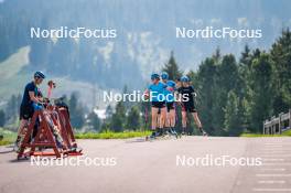 06.06.2024, Lavaze, Italy (ITA): Jesper Nelin (SWE), Elvira Oeberg (SWE), Emil Nykvist (SWE), Anton Ivarsson (SWE), (l-r)  - Biathlon summer training, Lavaze (ITA). www.nordicfocus.com. © Barbieri/NordicFocus. Every downloaded picture is fee-liable.