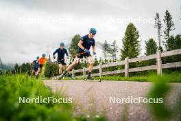 15.06.2024, Lavaze, Italy (ITA): Malte Stefansson (SWE), Viktor Brandt (SWE), Jesper Nelin (SWE), Martin Ponsiluoma (SWE), (l-r)  - Biathlon summer training, Lavaze (ITA). www.nordicfocus.com. © Barbieri/NordicFocus. Every downloaded picture is fee-liable.