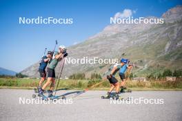 28.08.2024, Bessans, France (FRA): Eric Perrot, Emilien Jacquelin (FRA), Oscar Lombardot (FRA), Quentin Fillon-Maillet (FRA), (l-r) - Biathlon summer training, Bessans (FRA). www.nordicfocus.com. © Authamayou/NordicFocus. Every downloaded picture is fee-liable.