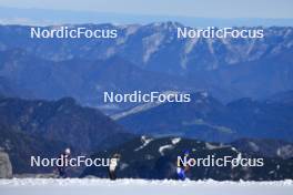 12.10.2024, Ramsau am Dachstein, Austria (AUT): Patrick Favre (ITA), coach Team France, Sophie Chauveau (FRA), (l-r) - Biathlon summer training, Dachsteinglacier, Ramsau am Dachstein (AUT). www.nordicfocus.com. © Manzoni/NordicFocus. Every downloaded picture is fee-liable.