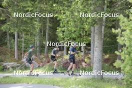 18.06.2024, Correncon-en-Vercors, France (FRA): Quentin Fillon Maillet (FRA), Valentin Lejeune (FRA), Emilien Claude (FRA), (l-r) - Biathlon summer training, Correncon-en-Vercors (FRA). www.nordicfocus.com. © Joly/NordicFocus. Every downloaded picture is fee-liable.