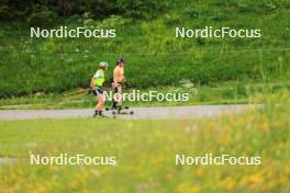 11.06.2024, Premanon, France (FRA): Justine Braisaz-Bouchet (FRA), Lou Jeanmonnot (FRA), (l-r) - Biathlon summer training, Premanon (FRA). www.nordicfocus.com. © Manzoni/NordicFocus. Every downloaded picture is fee-liable.