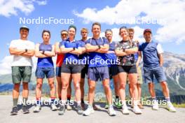 15.07.2024, Lenzerheide, Switzerland (SUI): Emil Bormetti (ITA), Coach Team USA, Bjorn Westervelt (USA), Deedra Irwin (USA), Vincent Bonacci (USA), Vaclav Cervenka (USA), Maxime Germain (USA), Grace Castonguay (USA), Campbell Wright (NZL), Armin Auchentaller (ITA), (l-r) - Biathlon summer training, Lenzerheide (SUI). www.nordicfocus.com. © Manzoni/NordicFocus. Every downloaded picture is fee-liable.