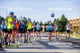 02.09.2024, Font-Romeu, France (FRA): Martin Ponsiluoma (SWE), Elvira Oeberg (SWE), Viktor Brandt (SWE), Hanna Oeberg (SWE), Linn Persson (SWE), Anna Karin Heijdenberg (SWE), Ella Halvarsson (SWE), Sara Andersson (SWE), Sebastian Samuelsson (SWE), (l-r) - Biathlon summer training, Font-Romeu (FRA). www.nordicfocus.com. © Authamayou/NordicFocus. Every downloaded picture is fee-liable.