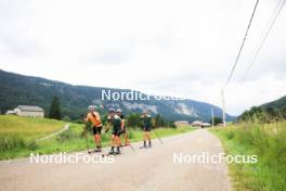 02.07.2024, Premanon, France (FRA): Fabien Claude (FRA), Emilien Jacquelin (FRA), Oscar Lombardot (FRA), Eric Perrot (FRA), (l-r) - Biathlon summer training, Premanon (FRA). www.nordicfocus.com. © Manzoni/NordicFocus. Every downloaded picture is fee-liable.