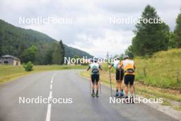 02.07.2024, Premanon, France (FRA): Oscar Lombardot (FRA), Eric Perrot (FRA), Fabien Claude (FRA), (l-r) - Biathlon summer training, Premanon (FRA). www.nordicfocus.com. © Manzoni/NordicFocus. Every downloaded picture is fee-liable.