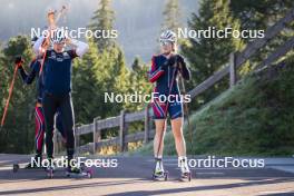 22.10.2024, Lavaze, Italy (ITA): Maren Hjelmeset Kirkeeide (NOR), Ida Lien (NOR), (l-r)  - Biathlon summer training, Lavaze (ITA). www.nordicfocus.com. © Vanzetta/NordicFocus. Every downloaded picture is fee-liable.