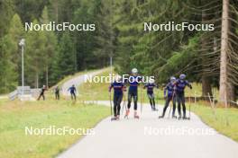 16.09.2024, Lenzerheide, Switzerland (SUI): Fabien Claude (FRA), Emilien Jacquelin (FRA), Eric Perrot (FRA), Oscar Lombardot (FRA), Quentin Fillon Maillet (FRA), (l-r) - Biathlon summer training, Lenzerheide (SUI). www.nordicfocus.com. © Manzoni/NordicFocus. Every downloaded picture is fee-liable.