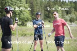 18.06.2024, Correncon-en-Vercors, France (FRA): Damien Levet (FRA), Antonin Guigonnat (FRA), Louis Deschamps (FRA), (l-r) - Biathlon summer training, Correncon-en-Vercors (FRA). www.nordicfocus.com. © Joly/NordicFocus. Every downloaded picture is fee-liable.