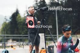 19.05.2024, Forni Avoltri, Italy (ITA): Jonne Kahkonen (FIN), coach Team Italy - Biathlon summer training, Forni Avoltri (ITA). www.nordicfocus.com. © Del Fabbro/NordicFocus. Every downloaded picture is fee-liable.