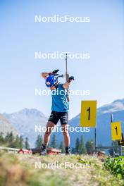 29.08.2024, Bessans, France (FRA): Oscar Lombardot (FRA) - Biathlon summer training, Bessans (FRA). www.nordicfocus.com. © Authamayou/NordicFocus. Every downloaded picture is fee-liable.