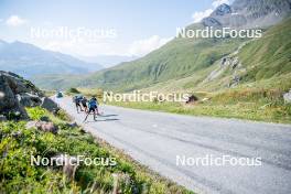 28.08.2024, Bessans, France (FRA): Quentin Fillon-Maillet (FRA), Emilien Jacquelin (FRA), Eric Perrot, Oscar Lombardot (FRA), (l-r) - Biathlon summer training, Bessans (FRA). www.nordicfocus.com. © Authamayou/NordicFocus. Every downloaded picture is fee-liable.