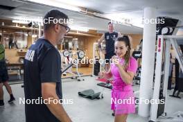 27.08.2024, Martell, Italy (ITA): Fabio Cianciana (ITA), coach Team Italy, Dorothea Wierer (ITA), (l-r) - Biathlon summer training, Martell (ITA). www.nordicfocus.com. © Vanzetta/NordicFocus. Every downloaded picture is fee-liable.