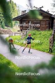 17.07.2024, Martell, Italy (ITA): Mirco Romanin (ITA), Lisa Vittozzi (ITA), (l-r)  - Biathlon summer training, Martell (ITA). www.nordicfocus.com. © Barbieri/NordicFocus. Every downloaded picture is fee-liable.