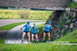 06.06.2024, Lavaze, Italy (ITA): Ella Hallvarsson (SWE), Anna-Karin Heijdenberg (SWE), Sara Andersson (SWE), (l-r)  - Biathlon summer training, Lavaze (ITA). www.nordicfocus.com. © Barbieri/NordicFocus. Every downloaded picture is fee-liable.