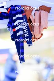 15.09.2024, Lenzerheide, Switzerland (SUI): Event Feature: cloths of undefined French athletes hand on a tent - Sommer Nordic Event 2024, Sommer Biathlon Cup, Lenzerheide (SUI). www.nordicfocus.com. © Manzoni/NordicFocus. Every downloaded picture is fee-liable.