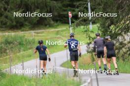 05.09.2024, Lenzerheide, Switzerland (SUI): Aita Gasparin (SUI), Niklas Hartweg (SUI), Gion Stalder (SUI), Elisa Gasparin (SUI), (l-r) - Biathlon summer training, Lenzerheide (SUI). www.nordicfocus.com. © Manzoni/NordicFocus. Every downloaded picture is fee-liable.