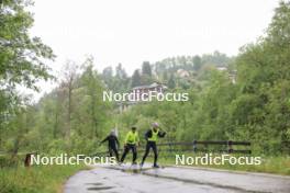 21.05.2024, Lenzerheide, Switzerland (SUI): Yanis Keller (SUI), Matthias Riebli (SUI), Sebastian Stalder (SUI), (l-r) - Biathlon summer training, Lenzerheide (SUI). www.nordicfocus.com. © Manzoni/NordicFocus. Every downloaded picture is fee-liable.