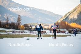 07.11.2024, Bessans, France (FRA): Baptiste Desthieux (FRA), Coach Team France, Caroline Colombo (FRA), (l-r) - Biathlon summer training, Bessans (FRA). www.nordicfocus.com. © Authamayou/NordicFocus. Every downloaded picture is fee-liable.