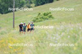 02.07.2024, Premanon, France (FRA): Emilien Jacquelin (FRA), Oscar Lombardot (FRA), Fabien Claude (FRA), Eric Perrot (FRA), (l-r) - Biathlon summer training, Premanon (FRA). www.nordicfocus.com. © Manzoni/NordicFocus. Every downloaded picture is fee-liable.