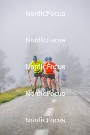 02.09.2024, Font-Romeu, France (FRA): Martin Ponsiluoma (SWE), Jesper Nelin (SWE), (l-r) - Biathlon summer training, Font-Romeu (FRA). www.nordicfocus.com. © Authamayou/NordicFocus. Every downloaded picture is fee-liable.