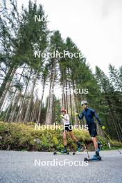 30.09.2024, Lavaze, Italy (ITA): Lisa Vittozzi (ITA), Mirco Romanin (ITA), coach Team Italy, (l-r) - Biathlon summer training, Lavaze (ITA). www.nordicfocus.com. © Barbieri/NordicFocus. Every downloaded picture is fee-liable.