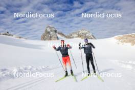 14.10.2024, Ramsau am Dachstein, Austria (AUT): Joscha Burkhalter (SUI), Niklas Hartweg (SUI), (l-r) - Biathlon summer training, Dachsteinglacier, Ramsau am Dachstein (AUT). www.nordicfocus.com. © Manzoni/NordicFocus. Every downloaded picture is fee-liable.