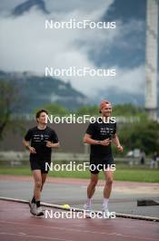 15.06.2024, Grenoble, France (FRA): Emilien Jacquelin (FRA), Oscar Lombardot (FRA), (l-r) - Biathlon summer training, Grenoble (FRA). www.nordicfocus.com. © Joly/NordicFocus. Every downloaded picture is fee-liable.