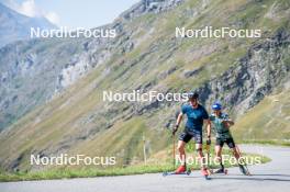 28.08.2024, Bessans, France (FRA): Emilien Jacquelin (FRA), Oscar Lombardot (FRA), (l-r) - Biathlon summer training, Bessans (FRA). www.nordicfocus.com. © Authamayou/NordicFocus. Every downloaded picture is fee-liable.