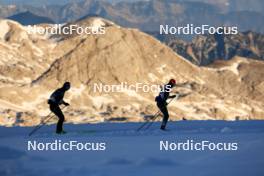 14.10.2024, Ramsau am Dachstein, Austria (AUT): Niklas Hartweg (SUI), Sebastian Stalder (SUI), (l-r) - Biathlon summer training, Dachsteinglacier, Ramsau am Dachstein (AUT). www.nordicfocus.com. © Manzoni/NordicFocus. Every downloaded picture is fee-liable.